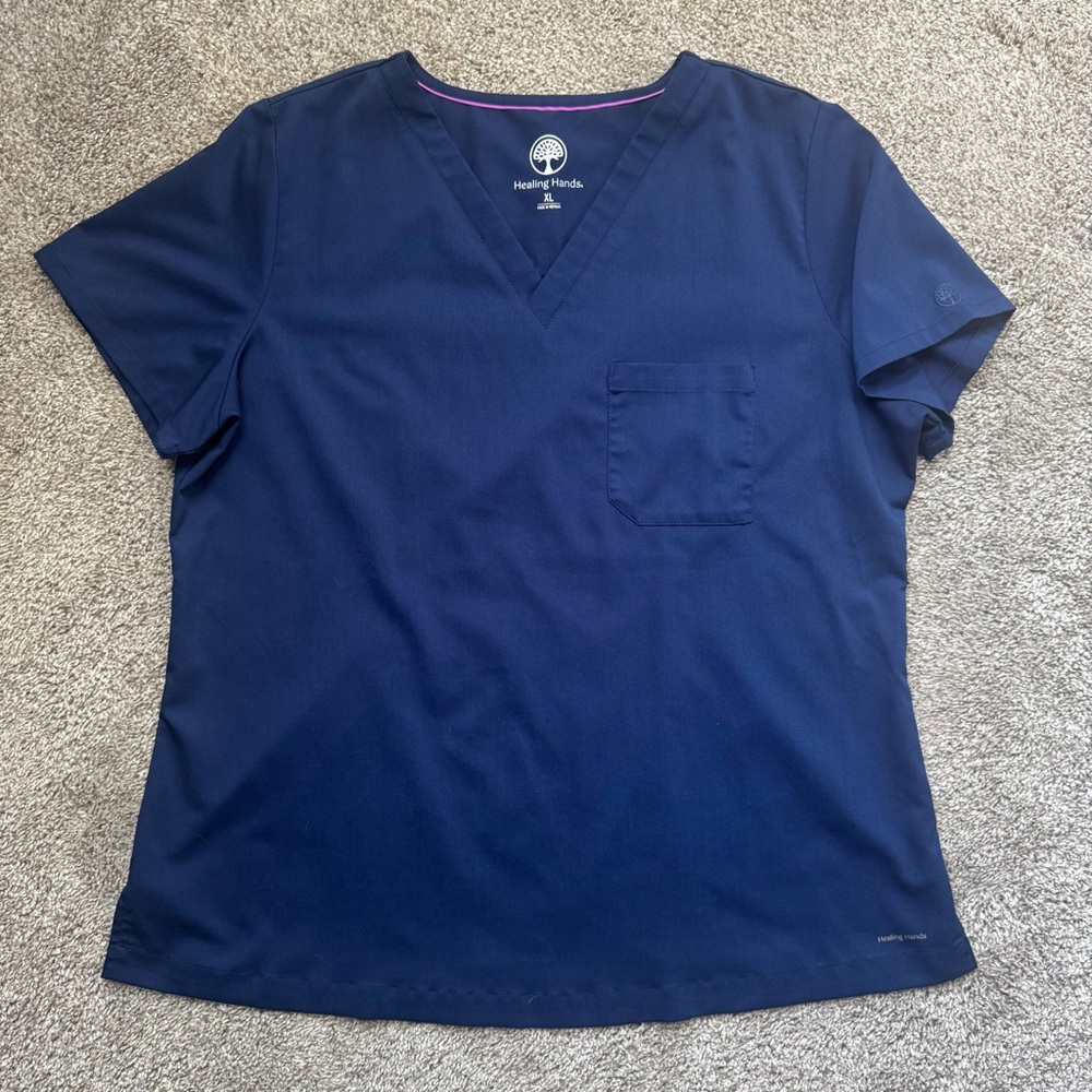 Healing Hands Women's Navy Scrub Top